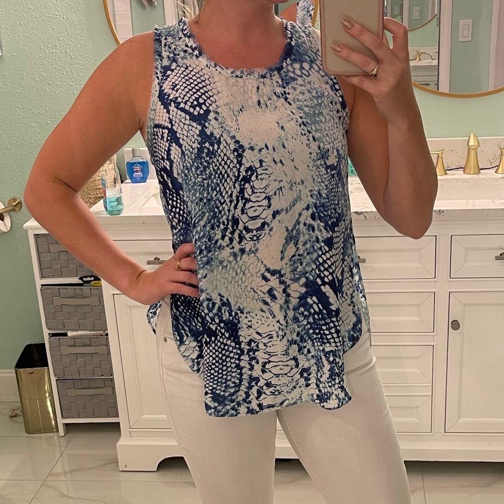 Snakeprint Sleeveless Blouse